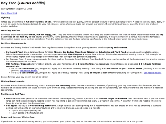 caresheets/laurus_nobilis screenshot