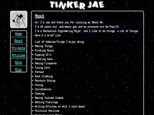 Pages/Archive/About screenshot