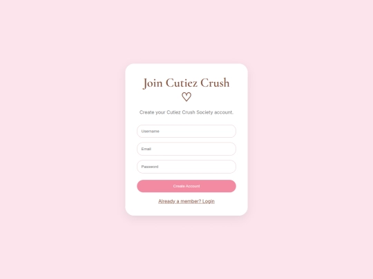 Login/signup screenshot