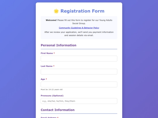 registration screenshot