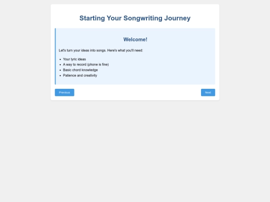songwriterstarts screenshot