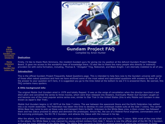 Fandom/GFAQ/Gundamwatch screenshot