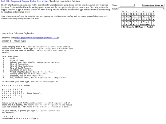 Games/mystara/jonc/namecalc screenshot