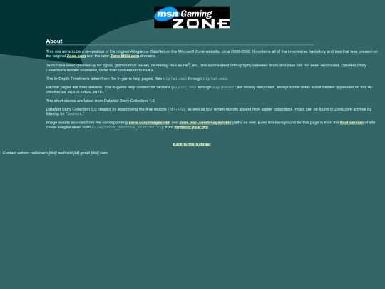 datanet/aboutlinks screenshot