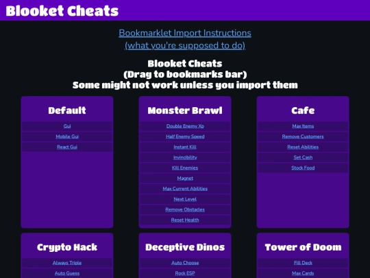 Bookmarklets screenshot