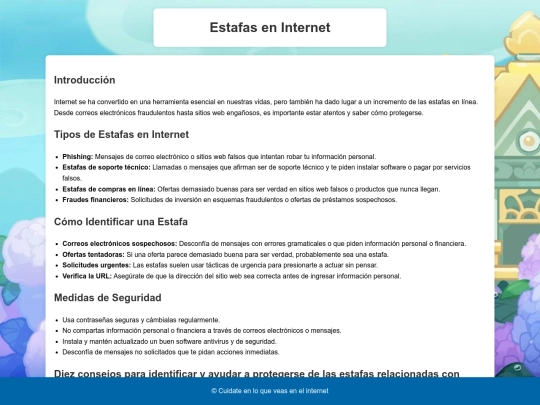 Estafas en el internet screenshot