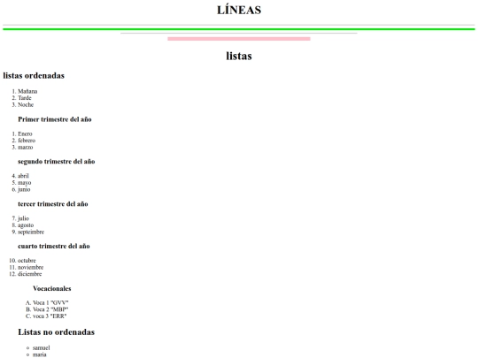 hipervinculos/lineas y listas samuel para el menu screenshot