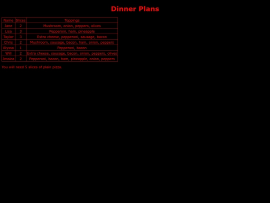 dinnerplans screenshot