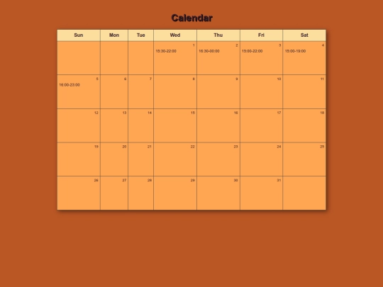 calander screenshot