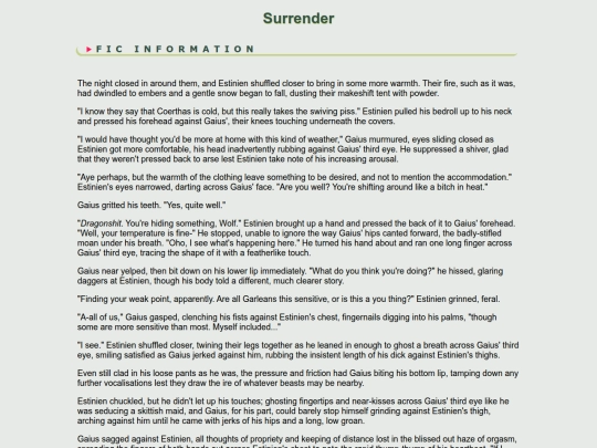 fanfic/ffxiv/GaiusEstinien/Surrender screenshot