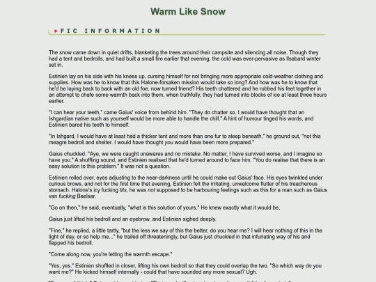 fanfic/ffxiv/GaiusEstinien/Warm Like Snow screenshot
