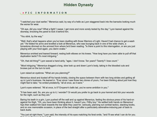 fanfic/ffxiv/LyonMenenius/Hidden Dynasty screenshot