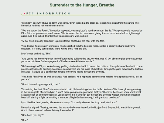 fanfic/ffxiv/LyonMenenius/Surrender to the Hunger screenshot
