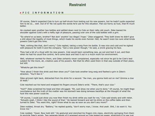 fanfic/infamous/ColeZeke/Restraint screenshot