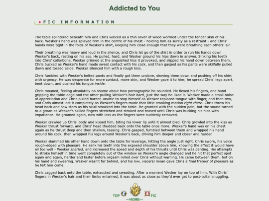 fanfic/resident evil/ChrisWesker/Addicted to You screenshot