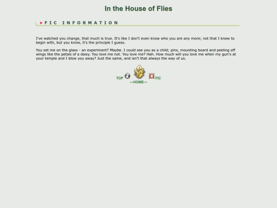fanfic/resident evil/ChrisWesker/In the House of Flies screenshot