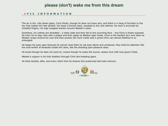 fanfic/resident evil/ChrisWesker/please dont wake me from screenshot