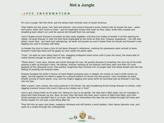 fanfic/resident evil/LeonKrauser/Not a Jungle screenshot