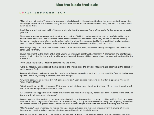 fanfic/resident evil/LeonKrauser/kiss the blade that cuts screenshot