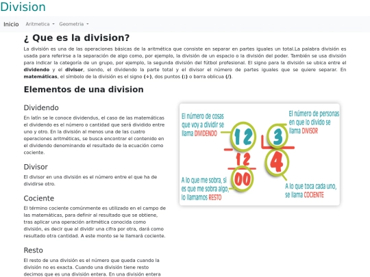 aritmetica/division/division screenshot