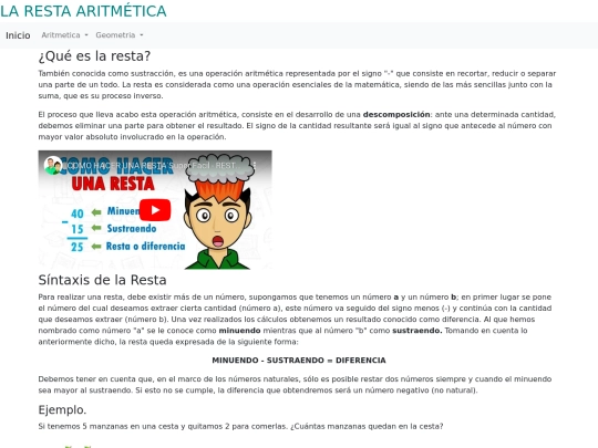 aritmetica/resta/resta screenshot