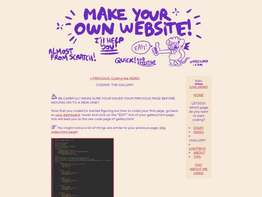 howto/makeyourownwebsite/codegallery screenshot