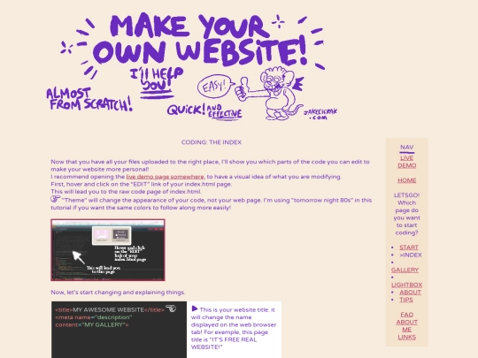howto/makeyourownwebsite/codeindex screenshot