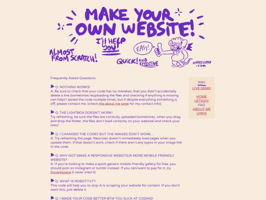 howto/makeyourownwebsite/faq screenshot