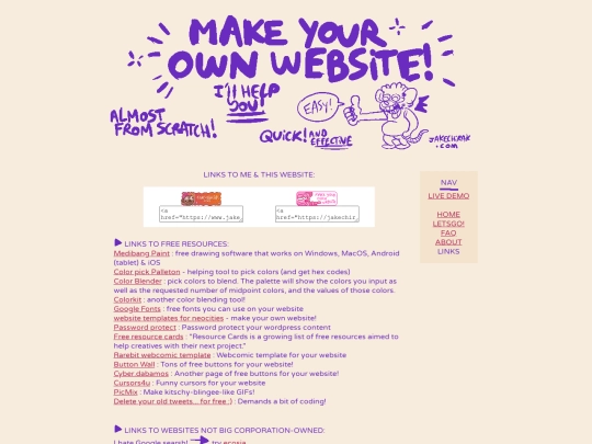 howto/makeyourownwebsite/links screenshot