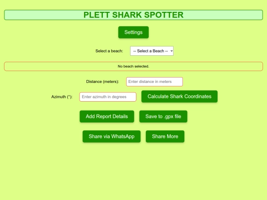 extended web apps online/PlettSharkSpotterWithDirDistMeasured/plett shark spotter V14 - edited locations for my own private use - can drag markers_LCD screenshot