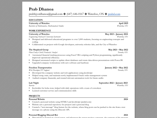 Resume 2025 screenshot