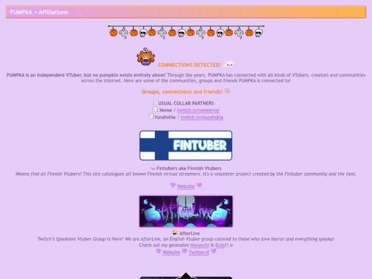 affiliations screenshot