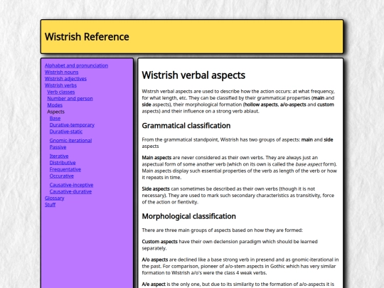 grammar/verbs/aspects screenshot