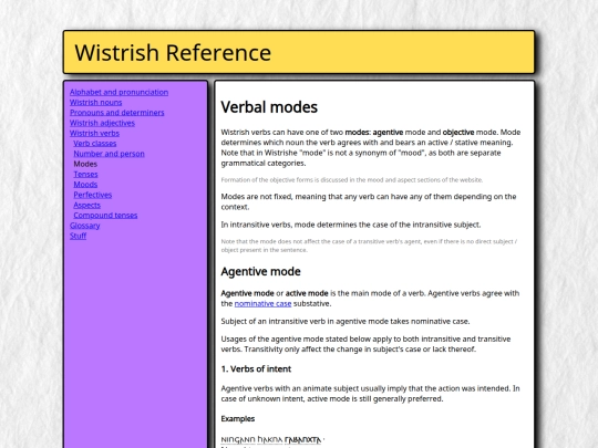 grammar/verbs/modes screenshot