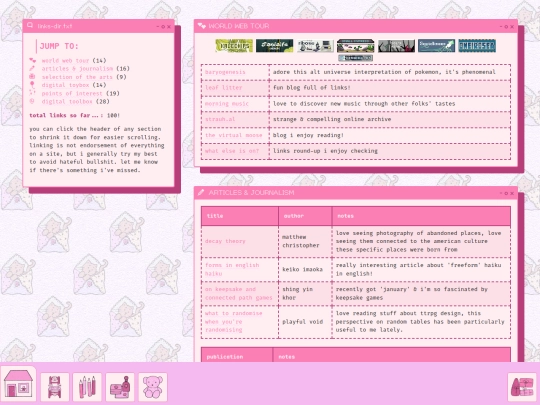 links screenshot