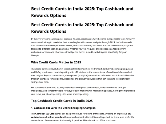 2025-11-20-Best-Credit-Cards-India-2025-Cashback-Rewards screenshot