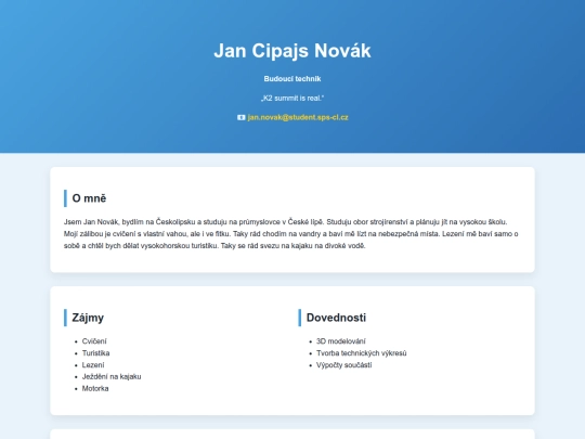 osobni web screenshot