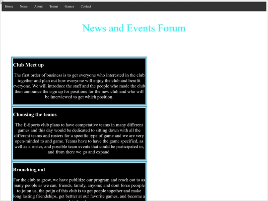 events screenshot