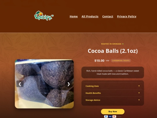 PRODUCTS/product-cocoaballs screenshot