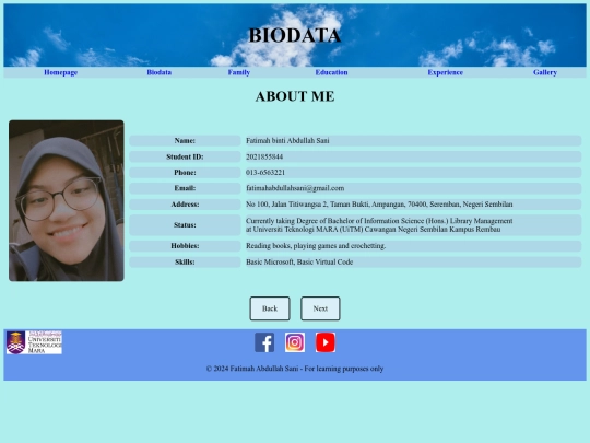 Biodata screenshot