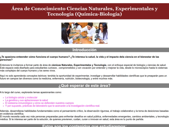 Proyecto HTML/Área de Conocimiento Ciencias Naturales, Experimentales y Tecnología screenshot