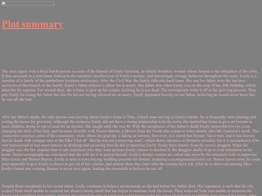 A rose for Emily. Html/Plot summary screenshot