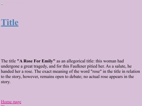 A rose for Emily. Html/Title screenshot