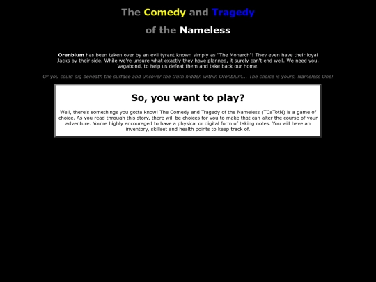 The Comedy and Tragedy of the Nameless/Instructions screenshot