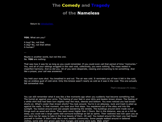 The Comedy and Tragedy of the Nameless/START screenshot