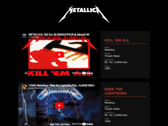 tube/metallica screenshot