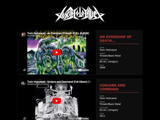tube/toxicholocaust screenshot