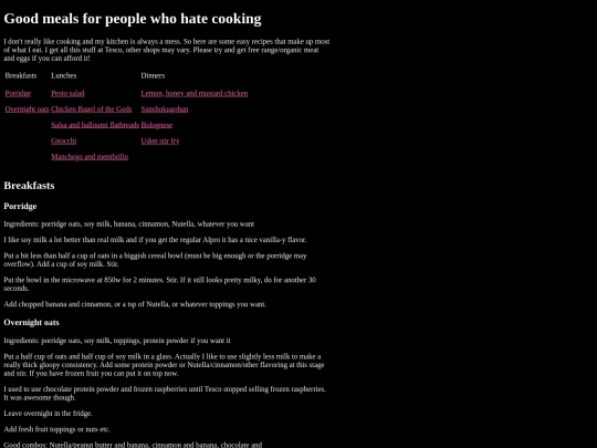text/recipies screenshot