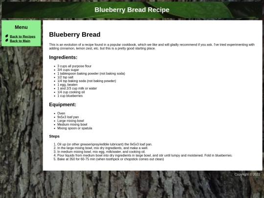 recipes/blueberrybread screenshot