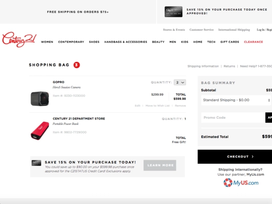 c21stores_cart screenshot